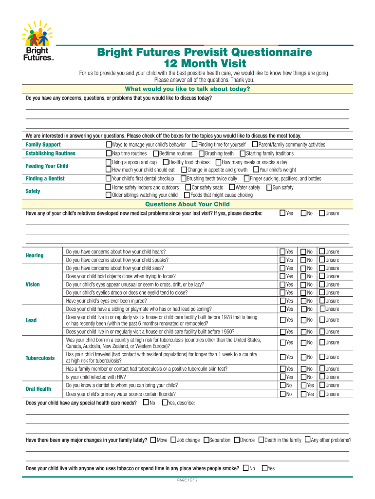 Bright Futures 15 Month Questionnaire Fill Out Sign Online DocHub - Bright Futures Vaccine Schedule