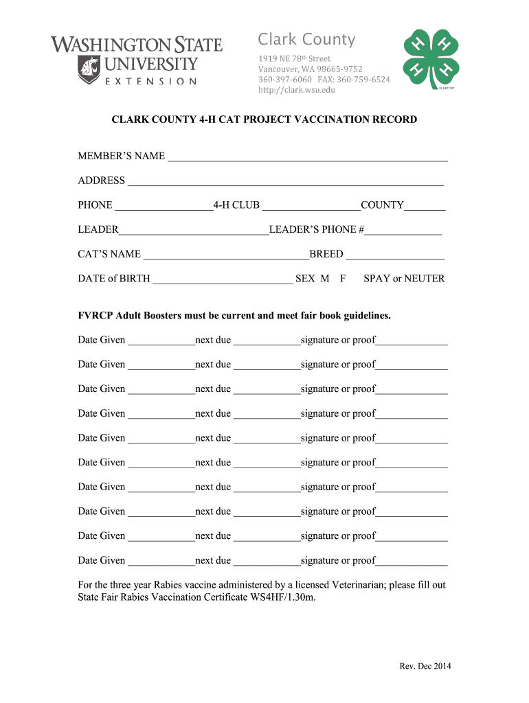 Cat Vaccination Record Printable PDF 2014 2024 Form Fill Out And Sign  - Cat Vaccination Schedule