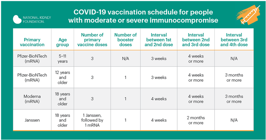 COVID 19 Vaccine And Treatments For People With Kidney Disease  - Post Transplant Vaccine Schedule