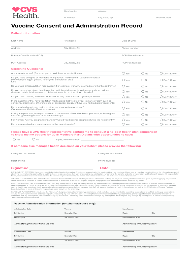 Cvs Vaccine Consent Form 2023 Fill Out Sign Online DocHub - Cvs Pharmacy Schedule Flu Vaccine