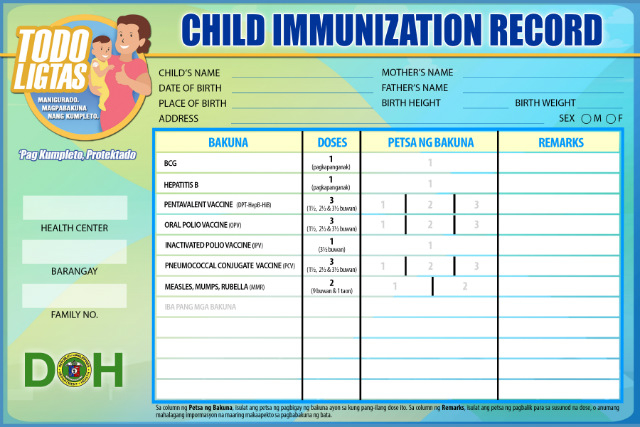 FAST FACTS DOH s Expanded Program On Immunization - Infant Vaccine Schedule Philippines