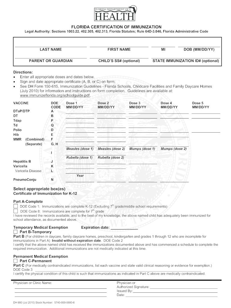 Florida Immunization 680 PDF 2010 2024 Form Fill Out And Sign  - Broward County Vaccine Scheduling