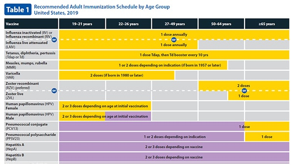 Immunization Schedule Resources For Adults CDC - Cdc New Vaccine Schedule