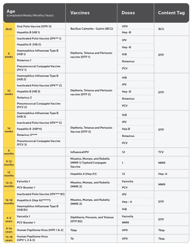 KNOW THE VACCINATION CHART FOR BABY IN INDIA 2024 National  - 2024 Vaccine Schedule Vs 2024