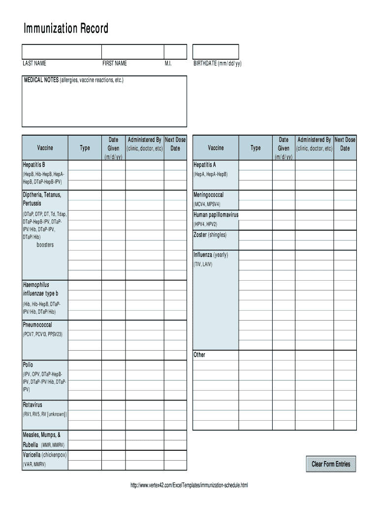 Printable Immunization Record Forms Complete With Ease AirSlate SignNow - Mmr Vaccine Schedule