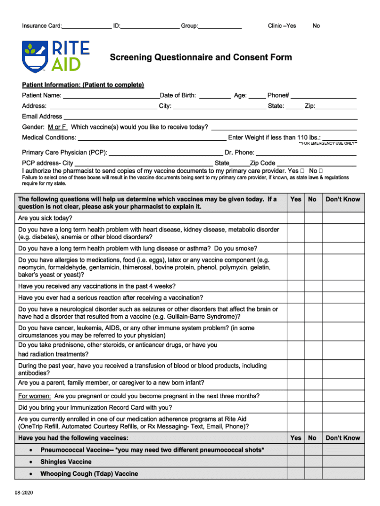 Rite Aid Vaccine 2020 2024 Form Fill Out And Sign Printable PDF  - Schedule A Vaccine Rite Aid