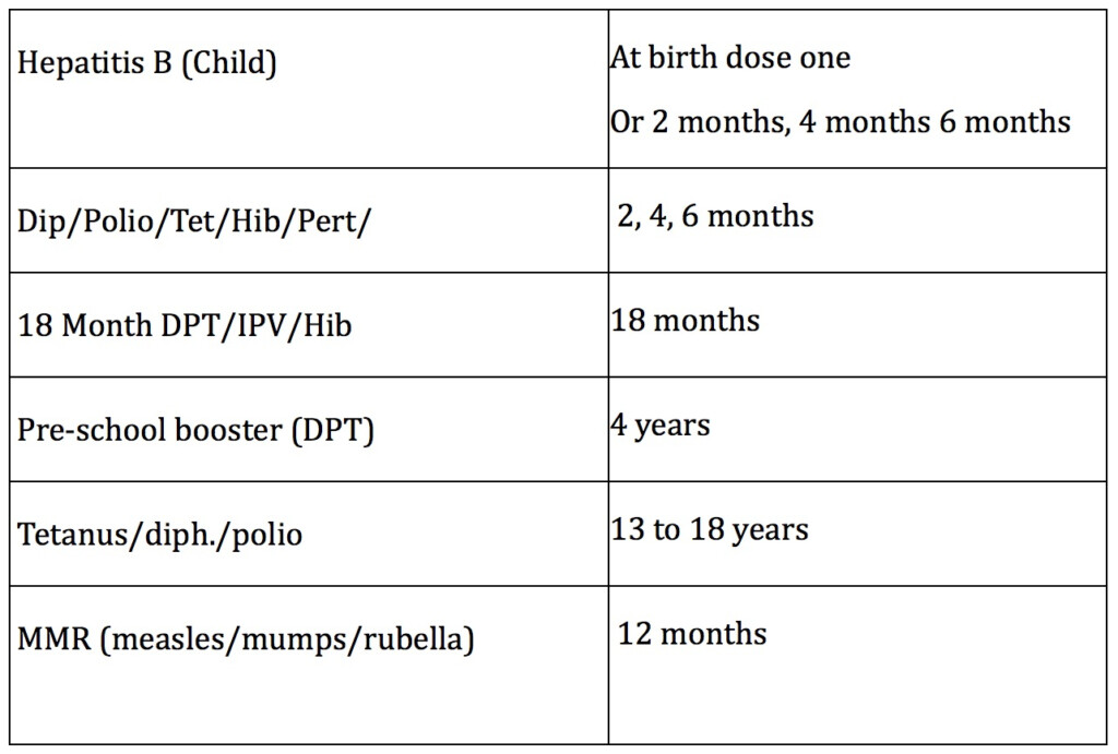 The Multitude Of Vaccines What To Get And When BKK Kids - Basic Vaccination Schedule