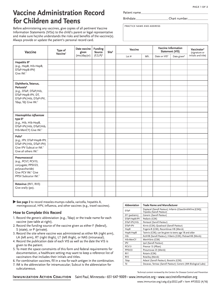 Vaccination Record 2016 2024 Form Fill Out And Sign Printable PDF  - Kaiser Permanente Vaccination Schedule