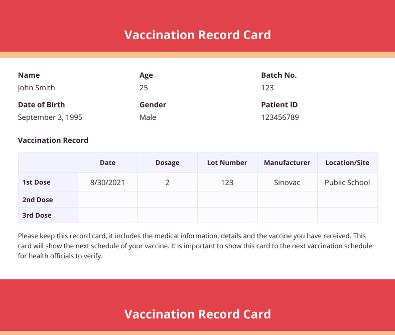 Vaccination Record Card PDF Templates Jotform - Cvs Vaccination Scheduling