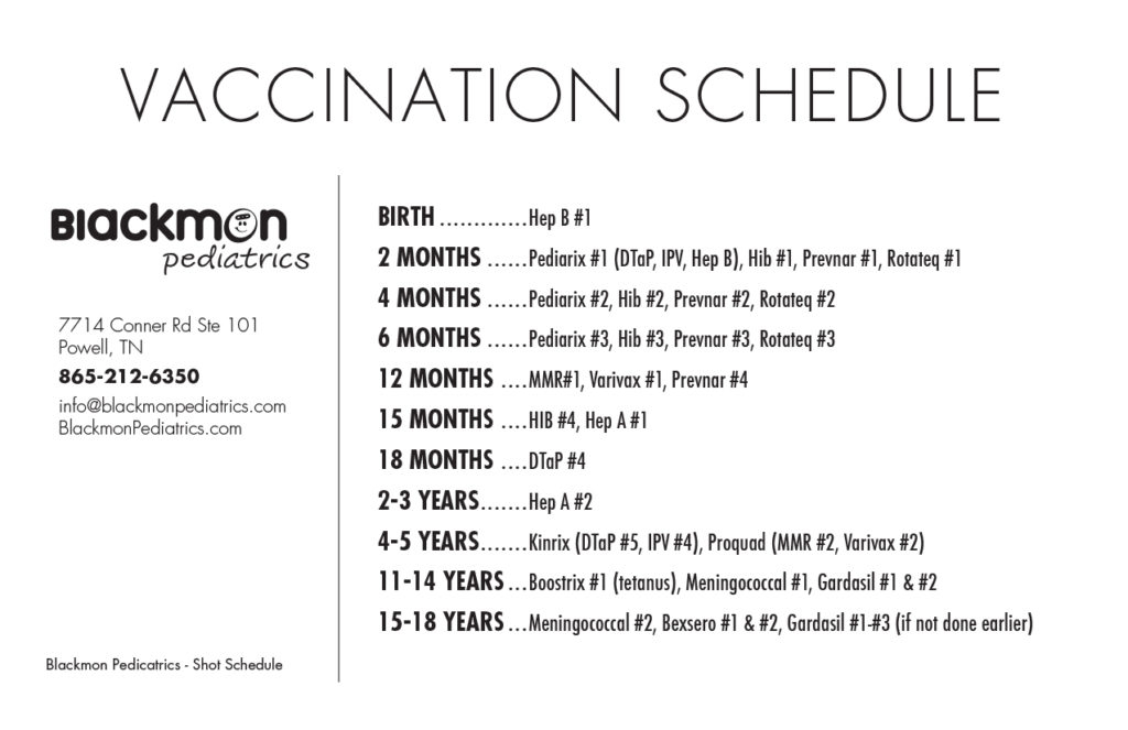 Vaccination Schedule Blackmon Pediatrics - Gardasil Vaccine Schedule Missed Dose