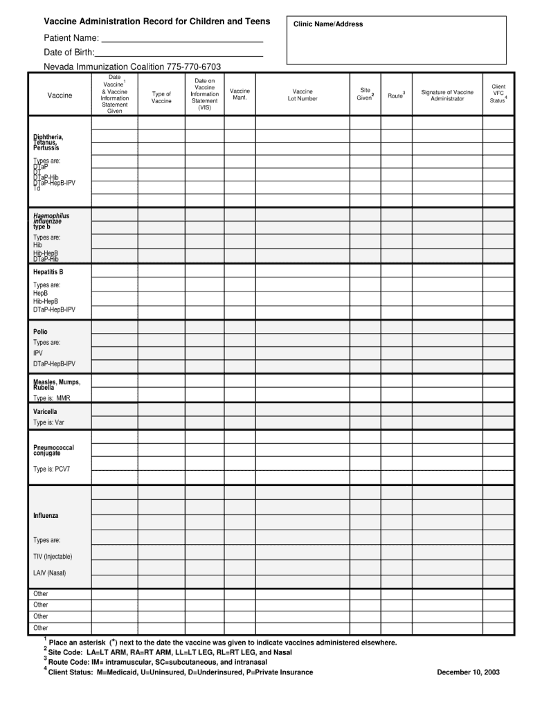 Vaccine Administration Record Fill Out Sign Online DocHub - Ms Dept Of Health Vaccine Schedule