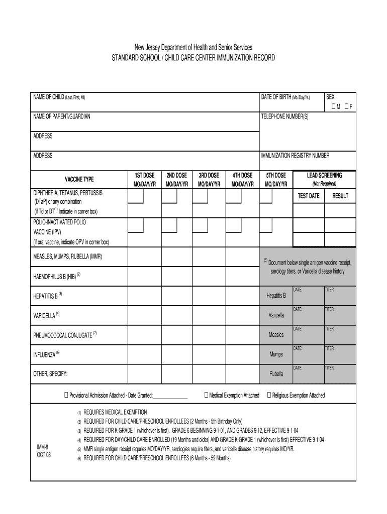 Vaccine Documentation 2008 2024 Form Fill Out And Sign Printable PDF  - New Jersey Vaccination Schedule